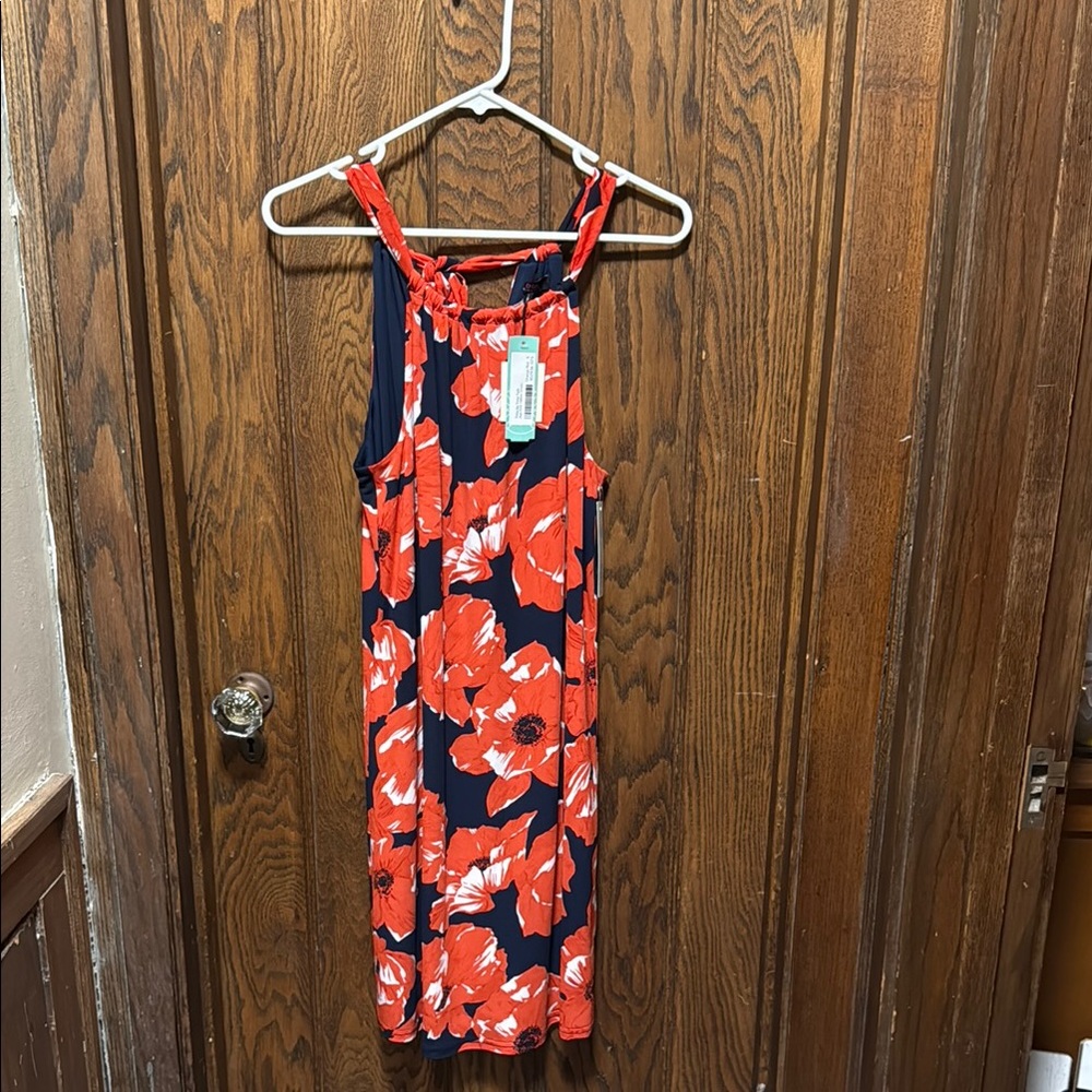 Trina Turk Red and Navy Floral Dress